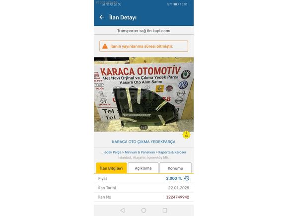 TRANPORTER SAĞ ÖN KAPI CAMI