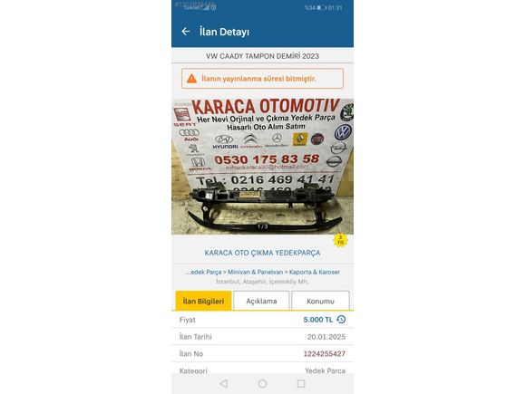 VW CAADY TAMPON DEMİRİ 2023