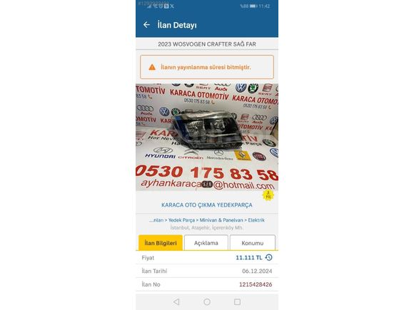 2023 W. CRAFTER SAĞ FAR