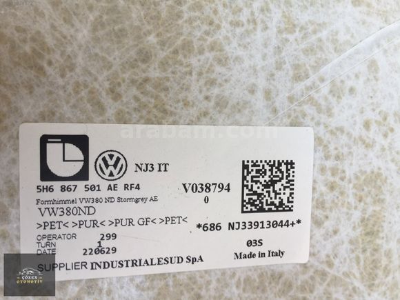 5H6867501 VOLKSWAGEN GOLF 8 TAVAN DÖŞEMESİ 5H6867501