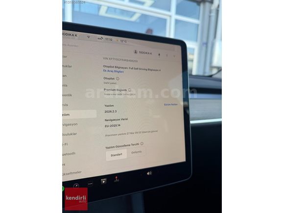 KENDİRLİ AUTO MODEL Y HW4 /LFP BATARYA/MATRIX/OTOPILOT BOYASIZ