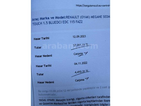 Sahibinden Renault Megane 1.5 Blue DCI Touch 2021 Model 