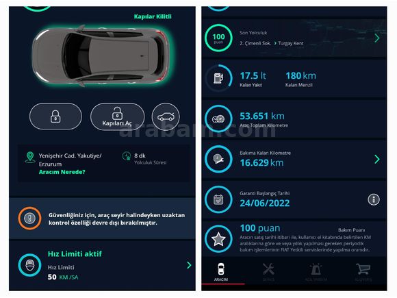 Sahibinden Fiat Egea Cross 1.5 T4 Urban 2022 Model Erzurum 47.000 km Füme