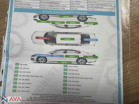2016 CITROEN C ELİZE 1.6 DİZEL FIRSAT ARACI