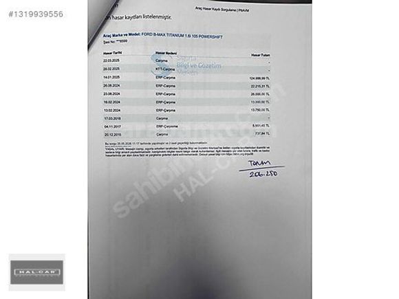 HAL-CAR'DAN 2015 FORD B-MAX TİTANİUM PK TAM OTOMATİK TAM BAKIMLI