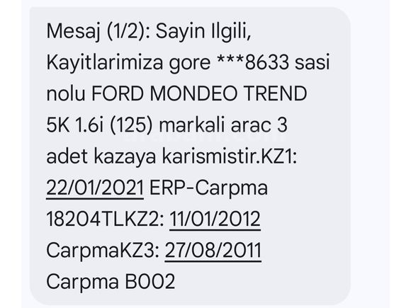 Acil Satılık. Mondeo 1.6 Trend 2010 Model