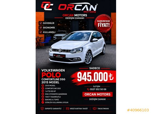 ORCAN MOTORS dan 2015 Polo 1.4 TDI BMT Comfortline DSG