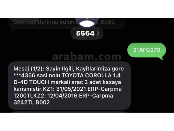 Sahibinden Toyota Corolla 1.4 D-4D Touch 2016 Model 