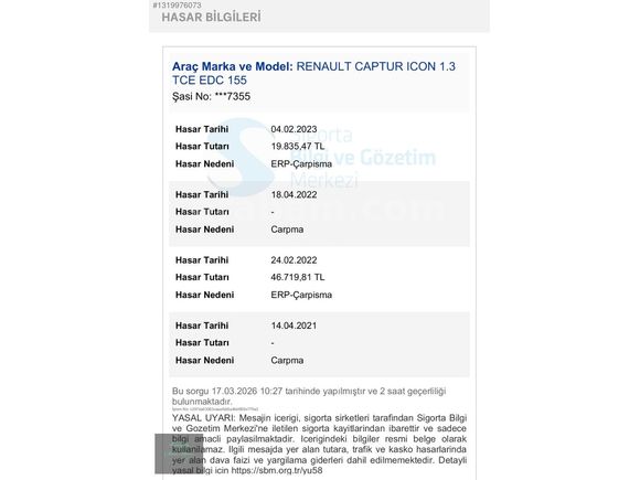 2020 RENAULT CAPTUR 1.3 TCE İCON CAM TAVANLI BOYASIZ 130 BİN KM