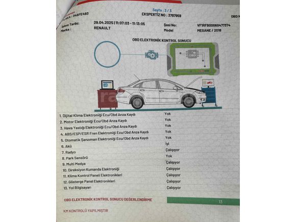 Sahibinden Renault Megane 1.5 dCi Touch 2018 Model 