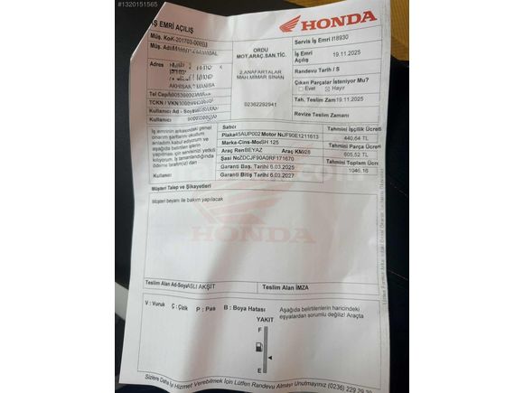2025 ÇIKIŞLI HONDA SH 125 HATASIZ SIFIR AYARINDA