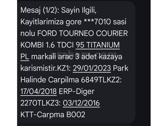İlk Sahibinden Ford Tourneo Courier 1.6 TDCi Titanium Plus