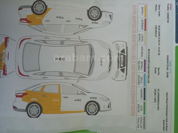 Temis Masrafsiz Chevrolet Cruze 115 Binde.Vize 2028 Martl