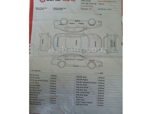 Temis Masrafsiz Chevrolet Cruze 115 Binde.Vize 2028 Martl