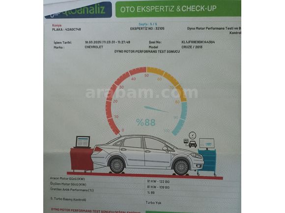 Temis Masrafsiz Chevrolet Cruze 115 Binde.Vize 2028 Martl