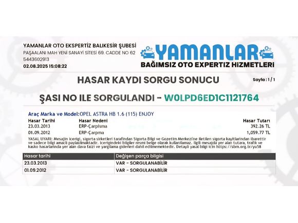 Sahibinden Opel Astra 1.6 Edition 2012 Model  153000 km Beyaz
