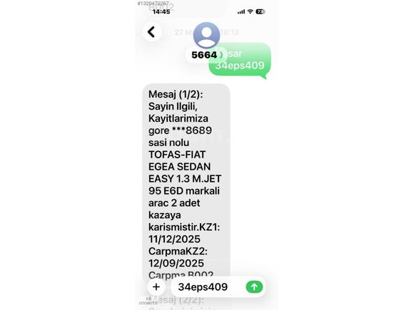 ER OTOMOTIV BOLU DAN FIAT EGEA 1.3 MULTIJET EASY PLUS 2021