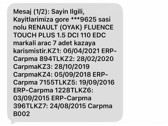 Sahibinden Renault Fluence 1.5 dCi Touch Plus 2014 Model 