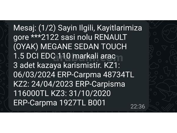 Sahibinden Renault Megane 1.5 dCi Touch 2017 Model