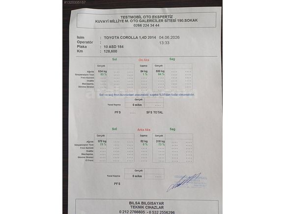 GÜLDALI'DA 2014MODEL 128000KM'DE BOYASIZ DİZEL OTOMATİK COROLLA