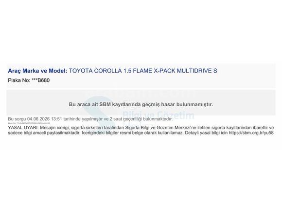 NOKTA HATASIZ BOYASIZ TOYOTA COROLLA 1.5 FLAME X PACK OTOMATİK VİTES