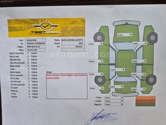 GÜLDALI'DAN 2014 MODEL 139000 KM'DE BOYASIZ LAURATE 4X2 DUSTER