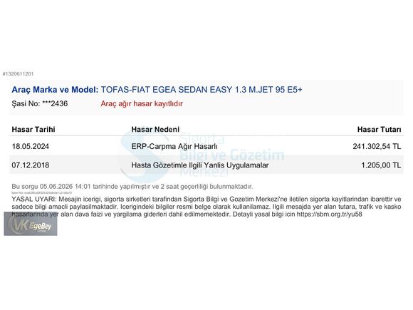 EGE BEY AUTO'DA FİAT EGEA 1.3 MULTİJET EASY