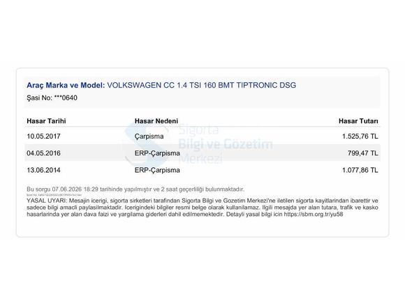 VW CC 1.4 TSi  CAM TAVAN OTOMATİK