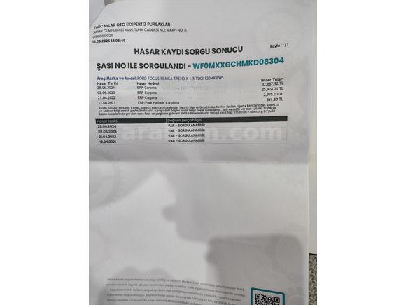 Sahibinden Ford Focus 1.5 TDCi Titanium 2019 Model
