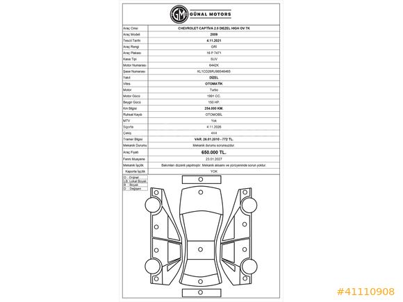 CHEVROLET CAPTİVA 2.0 DIEZEL HIGH OV 7K