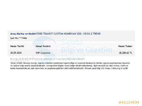 BÜYÜKSOYLU FİLO/2020 MODEL TRANSIT CUSTOM 320 L YÜKSEK TAVAN