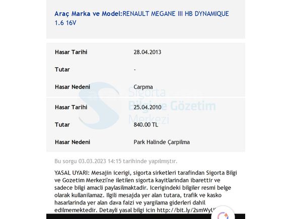 BENZİN+GAZ KAPORTA DEĞİŞENSİZ 2009 MEGANE 3 DYNAMİQ PAKET 185000 KM