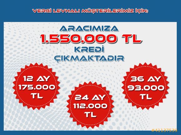 YENİ KASA HATASIZ SERVİS BAKIMLI / 1.550.000 TL KREDİ