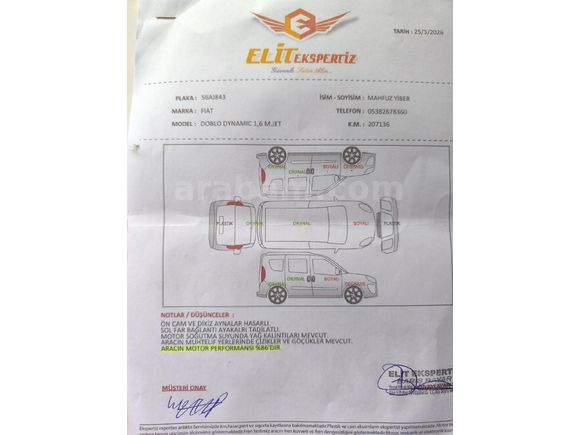 Sahibinden Fiat Doblo Combi 1.6 Multijet Dynamic 2011 Model
