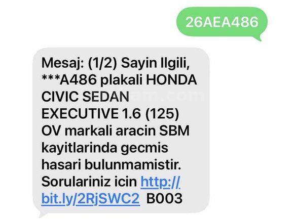 Sahibinden Honda Civic 1.6i VTEC Executive 2017 Model  