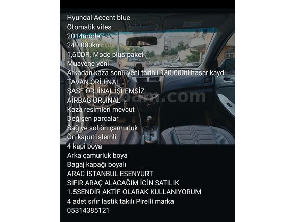 Sahibinden Hyundai Accent Blue 1.6 CRDI Mode Plus 2014 Model 