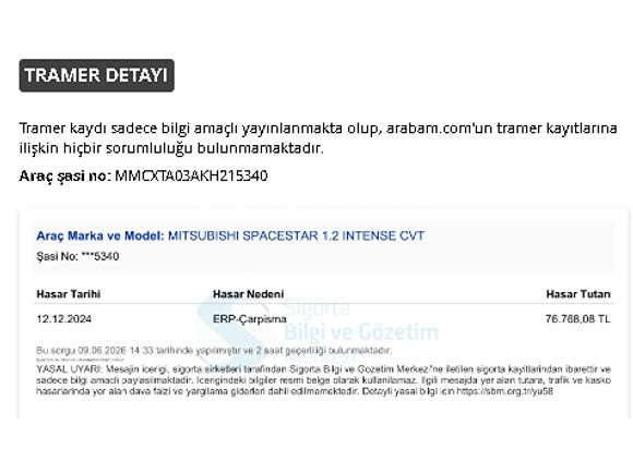 2019 MİTSUBİSHİ SPACE STAR 59 BİN KM TAM OTOMATİK