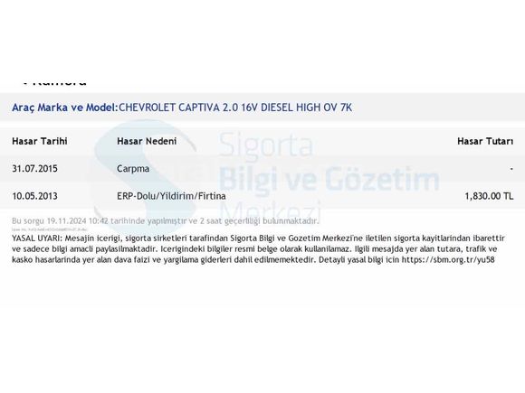 Sahibinden Chevrolet Captiva 2.0 D LT High 2011 Model Trabzon