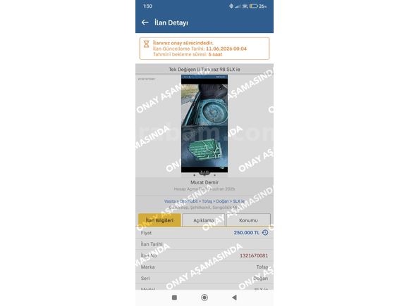Tek Değişenli 98 Turkuaz Slx
