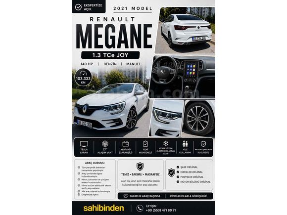 Sahibinden Renault Megane 1.3 TCe Joy 2021 Model 