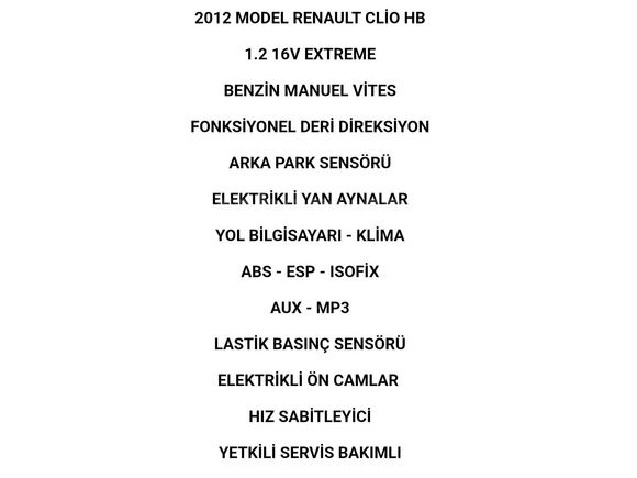 Sahibinden Renault Clio  ekstrem 2012 Model bakımlı 168400 km orjinal