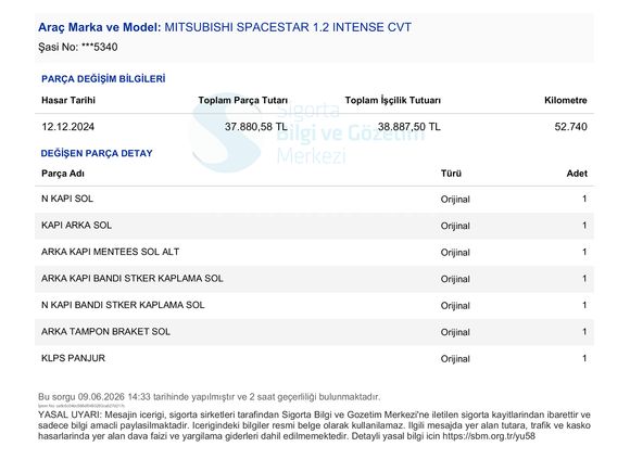 2019 MITSUBISHI SPACE STAR 1.2 BENZİN TAM OTOMATİK *59 BİN KM*