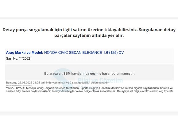 Honda Civic 1.6i VTEC Elegance 2018 Model Ankara