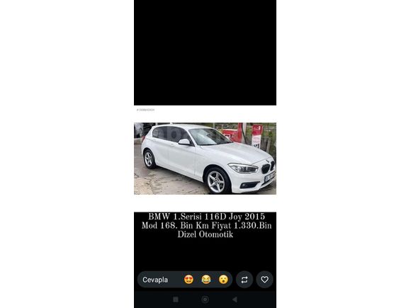 Sahibinden BMW 1 Serisi 116d Joy 2015 Model  165.000 km Beyaz