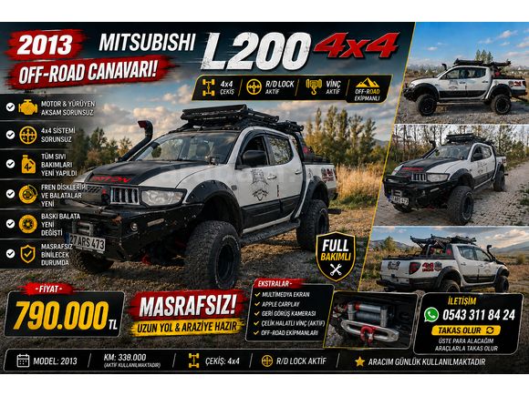 Masrafsız Mitsubishi L 200 4x4 Intense 2013 Model Takaslı