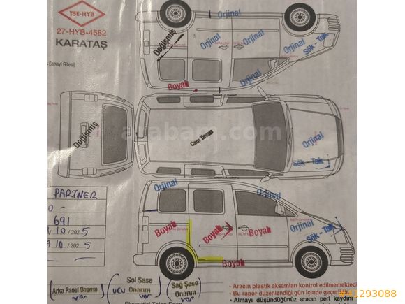 Galeriden Peugeot Partner 1.6 HDI Zenith 2015 Model Gaziantep