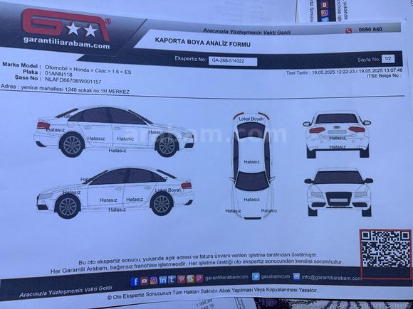 DEĞİŞENSİZ, TRAMERSİZ VE BAKIMLI CIVIC