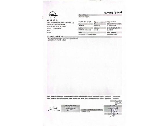 Yeni Muayeneli Opel Astra