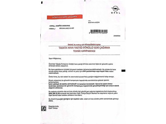 Yeni Muayeneli Opel Astra