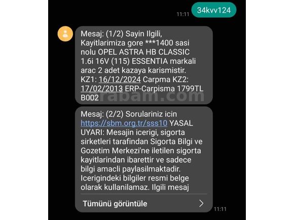 Yeni Muayeneli Opel Astra